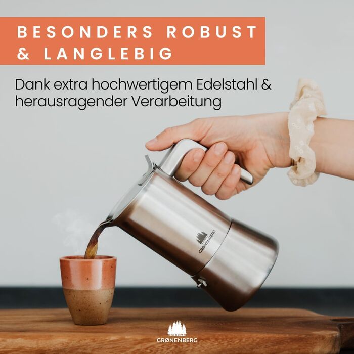 Espresso Maker | High-Quality Espresso Maker Suitable for Induction Made from High-Quality Stainless Steel | Moka Pot for Coffee Lovers