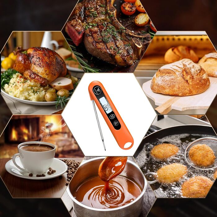 Цифровий кухонний термометр DOQAUS: для приготування, смаження та гриля. Швидкий LCD дисплей, автоматичне вмикання/вимикання.