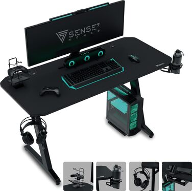 Ігровий стіл SENSE7 Ergonomic для ПК з поверхнею з вуглецевого волокна, 100x50 см, Basic