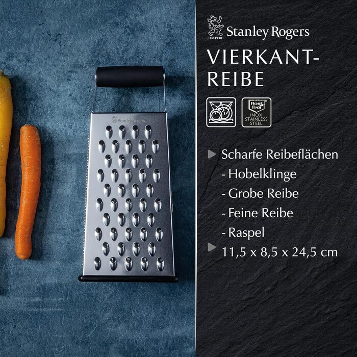 Шкребок Stanley Rogers з квадратним лезом та антиковзким дном – високоякісна нержавіюча сталь, м'який на дотик грифель, придатний для миття в посудомийній машині