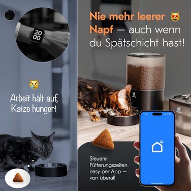 Автоматичний годівниця та фонтанчик для котів 2в1 з Wi-Fi, 3L, без залежності від сонця