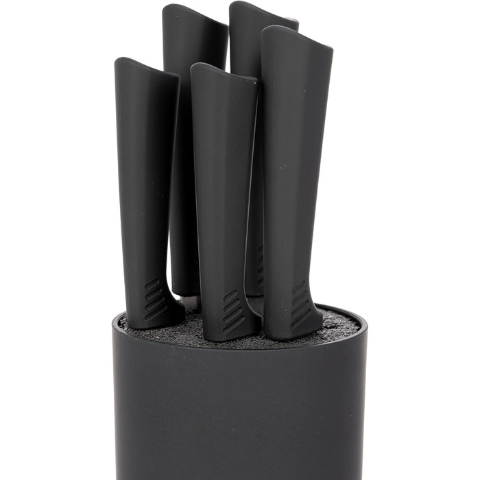 Набір ножів Karl Hausmann 5 предметів: набір ножів та підставка - кухонні ножі з нержавіючої сталі, чорний