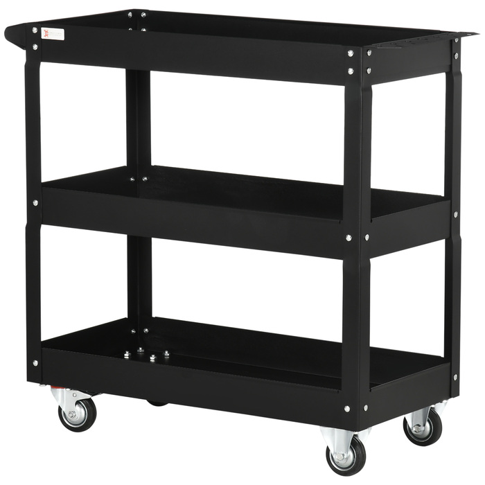 DURHAND 3-Tier Tool Cart with 4 Wheels, Steel, 33