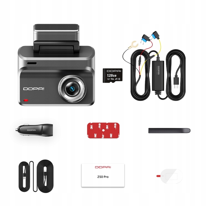Автомобільний відеореєстратор DDPAI Z50 Pro 4K з GPS, 128 ГБ та комплектом Hardwire Kit