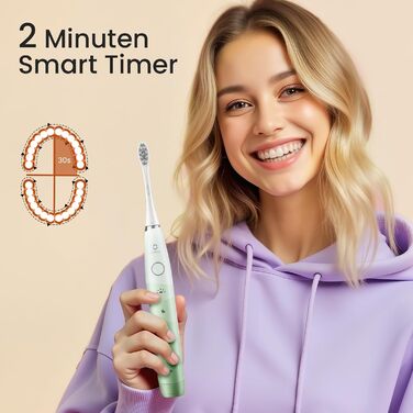 Oclean Flow - електрична звукова зубна щітка, 180 днів роботи акумулятора, 5 режимів, IPX7, таймер 2 хв, зелена