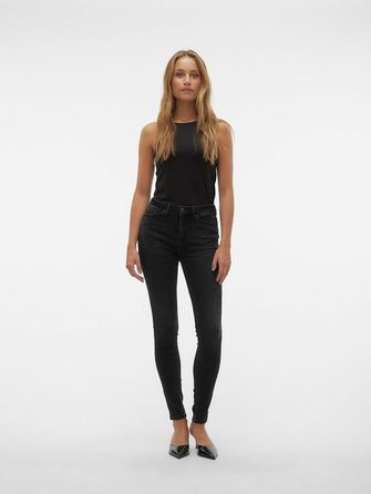 Джинси жіночі VERO MODA Skinny Fit Vmflash Mid Rise, чорний денім, розмір M/30L
