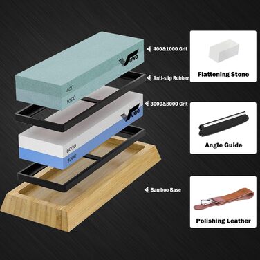 Набір для заточування ножів Vuwo 2-в-1: 400/1000 грінь. З антиковзким тримачем