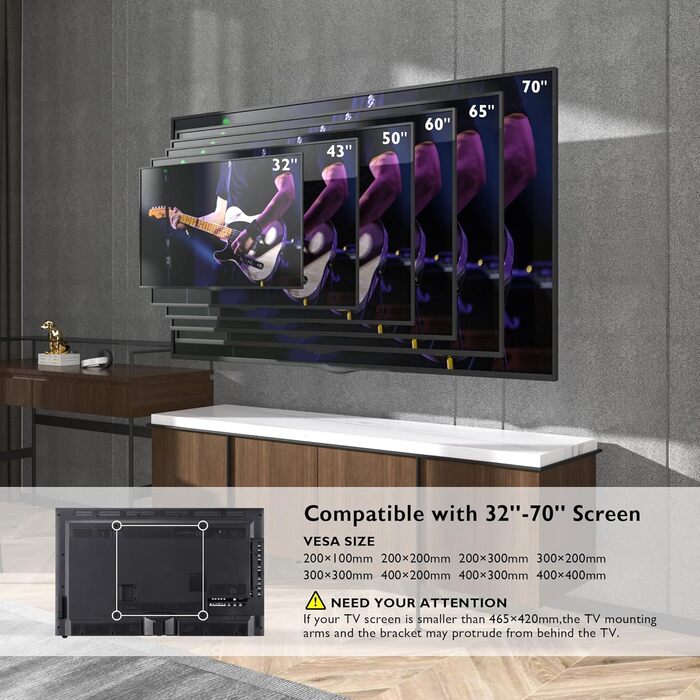 BONTEC Extra Long TV Wall Mount - 850mm Articulating Arm for 32-70 inch LCD/LED/OLED TVs - Up to 60kg, Tilt, Swivel & Rotate - VESA 400x400