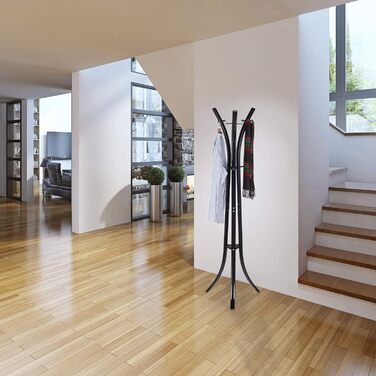 Relaxdays Coat Rack, Stable Standing Clothes Rack made of Metal for Jackets, 175 cm High Clothes Stand, Black