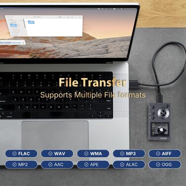 Surfans F20 - MP3 плеєр з Bluetooth 5.2, DSD DAC, без втрат високоякісний цифровий звук, портативний аудіоплеєр з 64GB карткою пам'яті, розширювана до 256GB