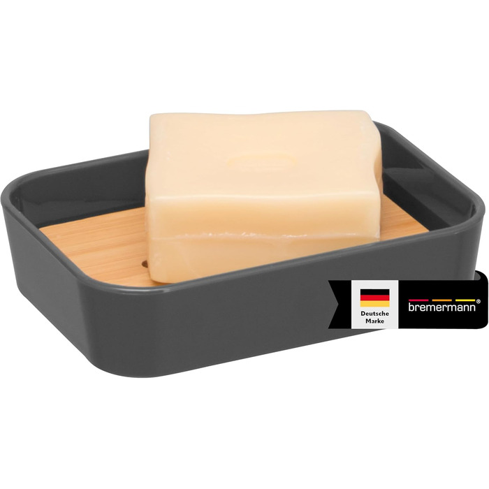 Тримач для мила Bremermann Calvi з бамбука та пластику (сірий)