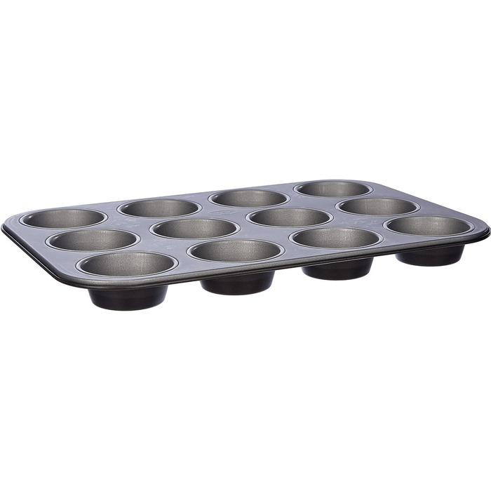 Dr. Oetker 12-Cup Muffin Tin Ø 7.5 cm BACK-IDEE KREATIV, Muffin tin made of steel sheet, Baking sheet with two-tone non-stick coating (Color: Gray/Black), Quantity: 1 piece