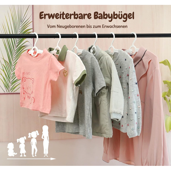 24 дитячі вішалки для одягу: економія місця, регульовані, 27.5-37 см, з гачками для штабелювання, неслизькі, для малюків та школярів, білі (24 шт.)