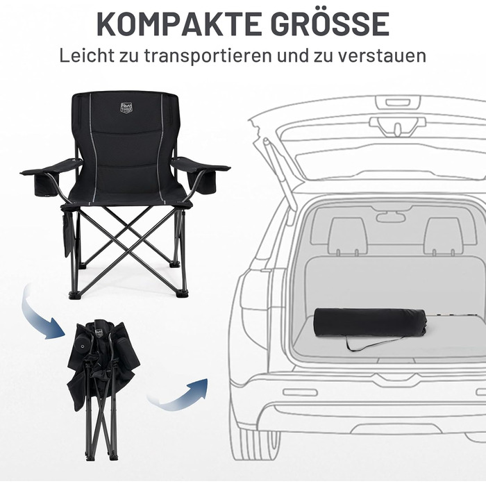 Кампінговий стілець розкладний Timber Ridge 2 шт, 200 кг, 63 см, з ізольованою сумкою-холодильником, чорний