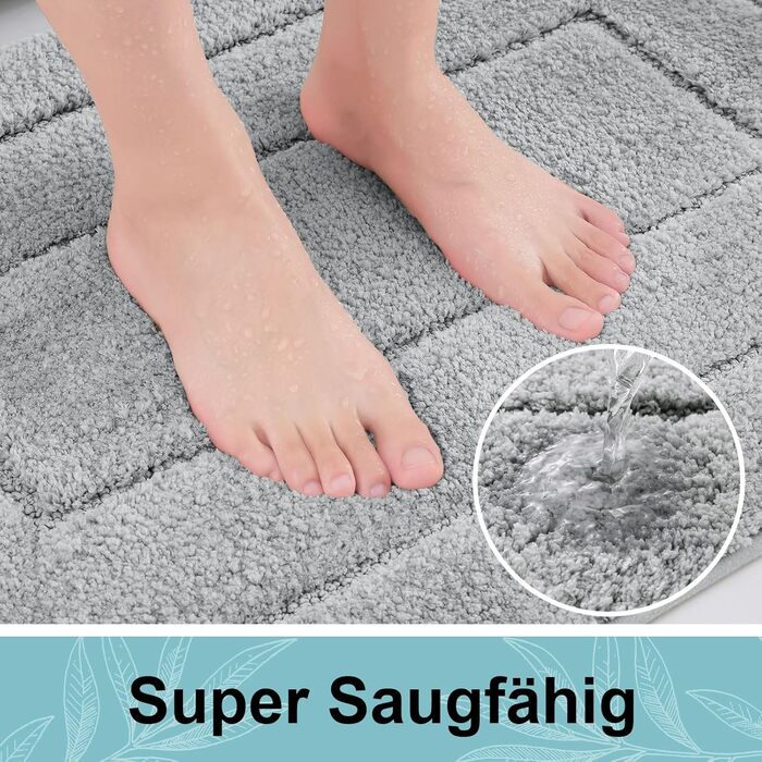 Килимок для ванної кімнати Homaxy з мікрофібри, неслизький, 40x60 см, сірий