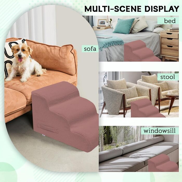 Сходинка для собак Mesa Lemon: 4 сходинки, антиковзка, знімна, для маленьких собак, підходить для дому та авто