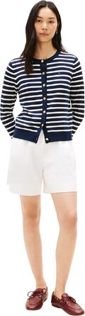 Кардиган жіночий Tommy Hilfiger Jersey Fine з ґудзиками, темно-синій (Dark Night Navy/Ivory Petal Stp), розмір S