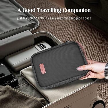 Органайзер для кабелів WIWU з ручкою, велика місткість, чорний. Для аксесуарів, техніки, зарядних пристроїв, повербанків, жорстких дисків. Регульовані перегородки, портативний, для подорожей, офісу, школи.