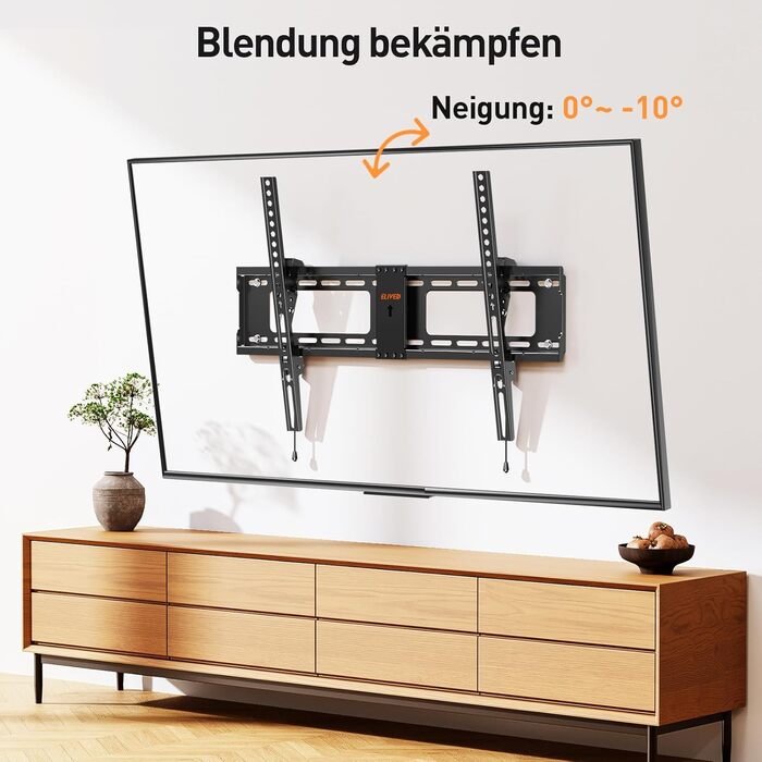 Кронштейн для телевізора ELIVED похилий настінний для LED, LCD, OLED, Plasma 37-82