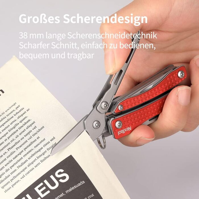 NexTool Mini Flagship Multitool, Mini Multitool 10 IN 1 Multitool with Mini Pocket Knife, Bottle Opener, Scissors, Pliers, Screwdriver, Multifunction Tool for Camping Accessories - Red