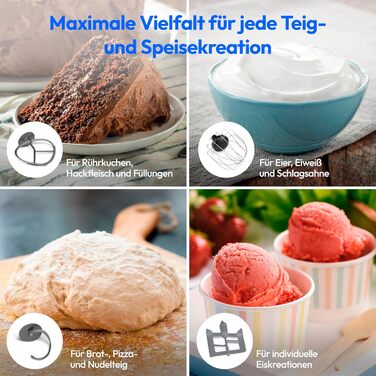 Кухонна машина MEDION MD18430: 3-в-1 (міксер, м'ясорубка, тістоміс), 5 л чаша з нержавіючої сталі, 1200 Вт, цифровий дисплей, чаша для льоду, титан