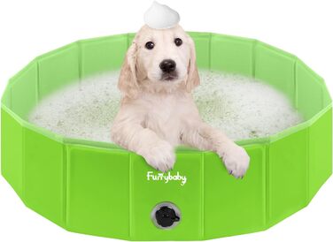 Foldable Dog Pool for Dogs, Dog Cushion Pool, Portable, for Dog Bathing, Plastic, Large, Hard, Children's Pool (100 x 30 cm) (Small(80 x 20cm), Green)
