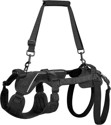 Шлейка для собак OneTigris Hopper для підтримки та реабілітації, чорна, XS (3-5 кг)