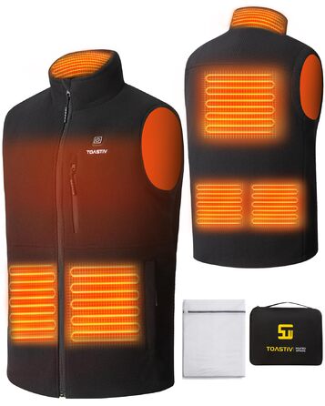 Електрична гріюча жилетка для чоловіків Polar Fleece, 6 зон нагріву, USB, Outdoor, XL, Чорний
