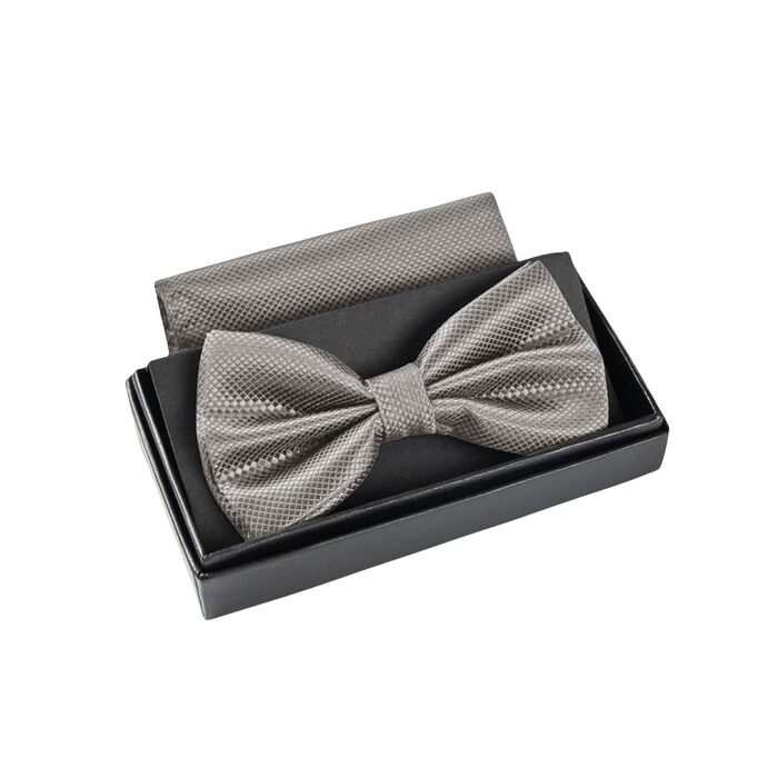 Комплект метелик Massi Morino з нагрудною хустинкою для чоловіків, сірий, регульований - ідеально для весілля та ділового стилю