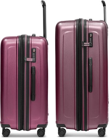 Набір пластикових валіз REDOLZ з б'юті-кейсом, 4 предмети, колір Aubergine Metallic
