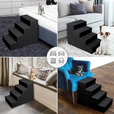 Сходинка для собак Mg Design - зручна та мобільна, для софи та ліжка, чорний колір, 40x45x5 см та 57x40.5x45 см