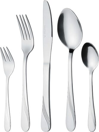 GRÄWE Cutlery Set for 6 People, 48-Piece - Flatware with Serving Pieces made of Stainless Steel, Rust-Proof, Nickel-Free - STRALSUND Series
