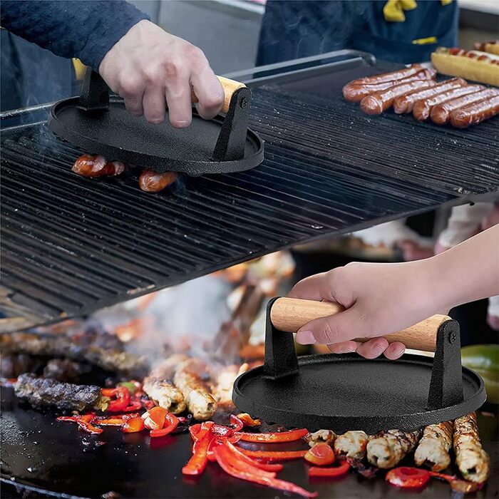 Прес для гриля Küchenprofi BBQ 1кг, чавун, ручка з палісандра, для стейку, бекону, шніцеля