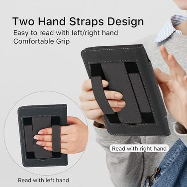 Чохол для Kindle 11-го покоління (2024/2022) WALNEW: захисна обкладинка з підставкою, двома петлями та авто-сном/пробудженням (Чорний)