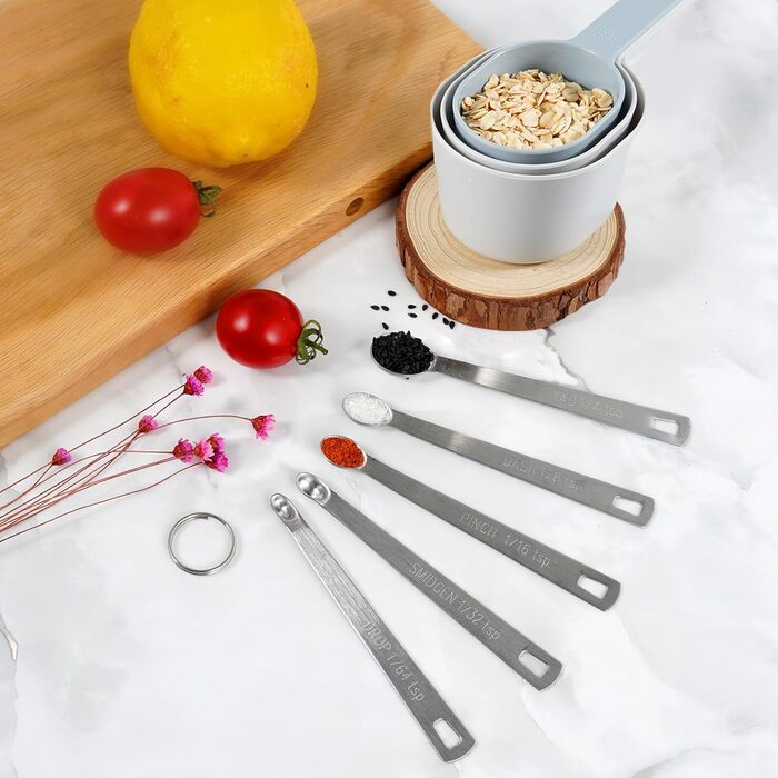 22-Piece Measuring Cups and Spoons Set, Stainless Steel Measuring Spoon Set and Stackable Measuring Cups with Lid for Liquid and Dry Ingredients, Cooking Baking Gadgets