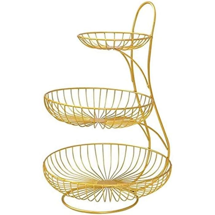 Дратяна корзина для фруктів та овочів на 2-3 ярусах (золота)