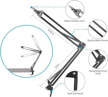 Підставка для мікрофона Blue Yeti SUNMON - міцна, поворотна на 360°, з металевою клямкою. Сумісна з HyperX QuadCast 2, Fifin AM8, Seiren Mini V3, MV7 та іншими мікрофонами.