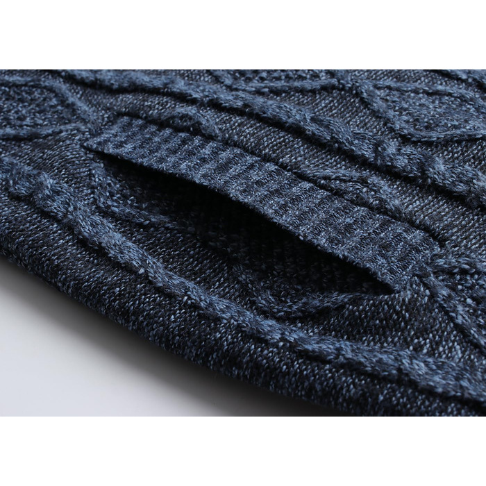 Чоловіча в'язана кофта-кардиган з коміром-стійкою та скрученим візерунком. Тепла флісова куртка з блискавкою для чоловіків (XL, сірий & блакитний)