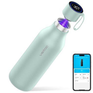 Розумна самоочисна пляшка VSITOO 946 мл (33oz) з нержавіючої сталі з ізоляцією, чорна (синя)