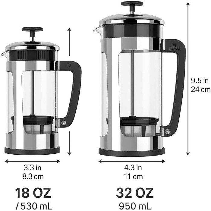 Френч-прес ESPRO P5 532 мл з подвійною мікрофільтрацією, для кави та чаю, з нержавіючої сталі, без осаду та гіркоти