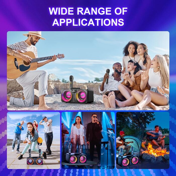 Портативна караоке-система з 2 бездротовими мікрофонами та 30W потужністю, NT001-RED-US