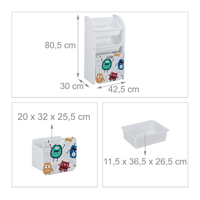 Relaxdays Slim Children's Shelf with Monsters