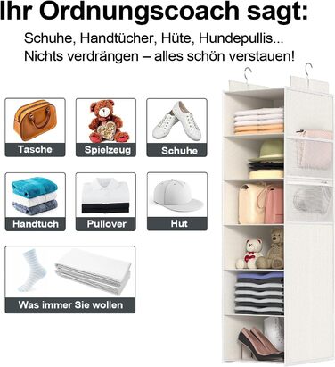 Організатор для шафи Extra tief – 6-ярусний, з 4 кишеньками з сітки, для дому, студентського гуртожитку, кемпінгу, економія місця