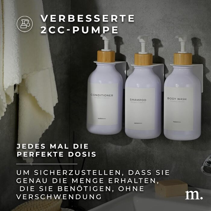 Шампунь MaisoNovo: Набір з 3 флаконів для душу та мила (500 мл) з чорним насосом та білим бамбуком