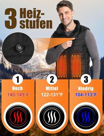 Обогревна жилетка Miss Doozy з Powerbank 10000mAh, 6 зон нагріву, 3 режими температури - для чоловіків та жінок, Outdoor, мотоцикл, туризм, XXL