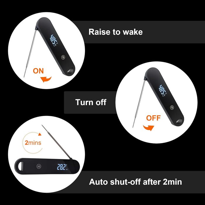 Термометр кухонний Charmline для м'яса, випічки та грилю, точне вимірювання ±0,3°C, автоматичне повороти дисплея