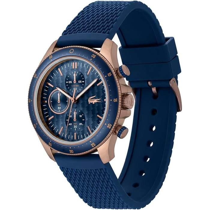 Годинник чоловічий Lacoste Neo Heritage Chronograph (синій) з браслетом з нержавіючої сталі або силікону
