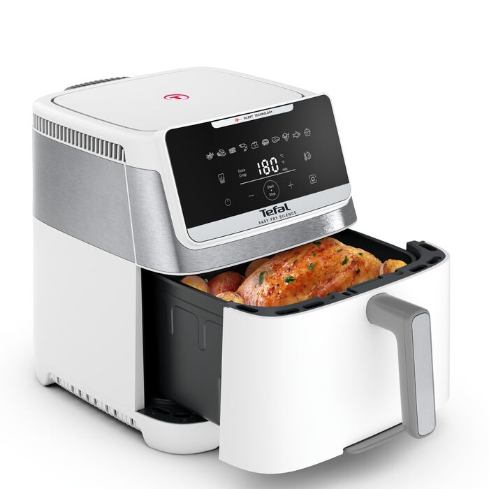 Фритюрниця Tefal Easy Fry Silence 7л, біла - аерофритюрниця з тихим режимом, 10 програм, до 8 порцій EY8421E0