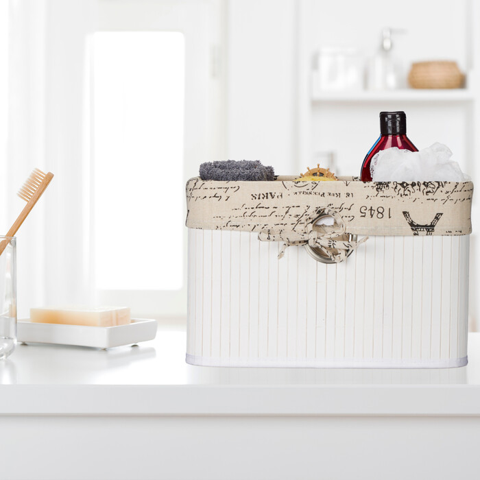 Relaxdays White Bamboo Storage Basket