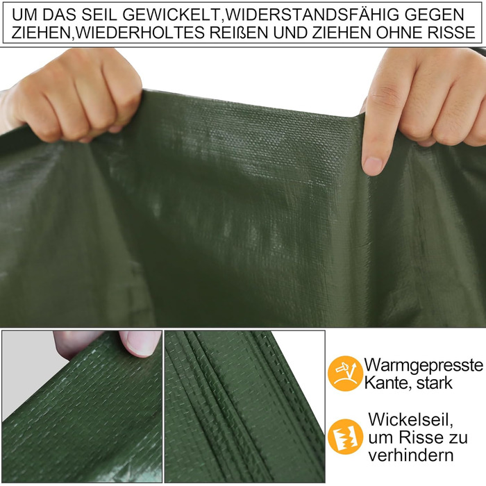 STARPYNG-140g/m² Green 5mx8m Tarp, Cover Sheet, Waterproof, UV Resistant, Weather Resistant, Covering Cars, Boats, Courtyards, Camping, Wood Tarp